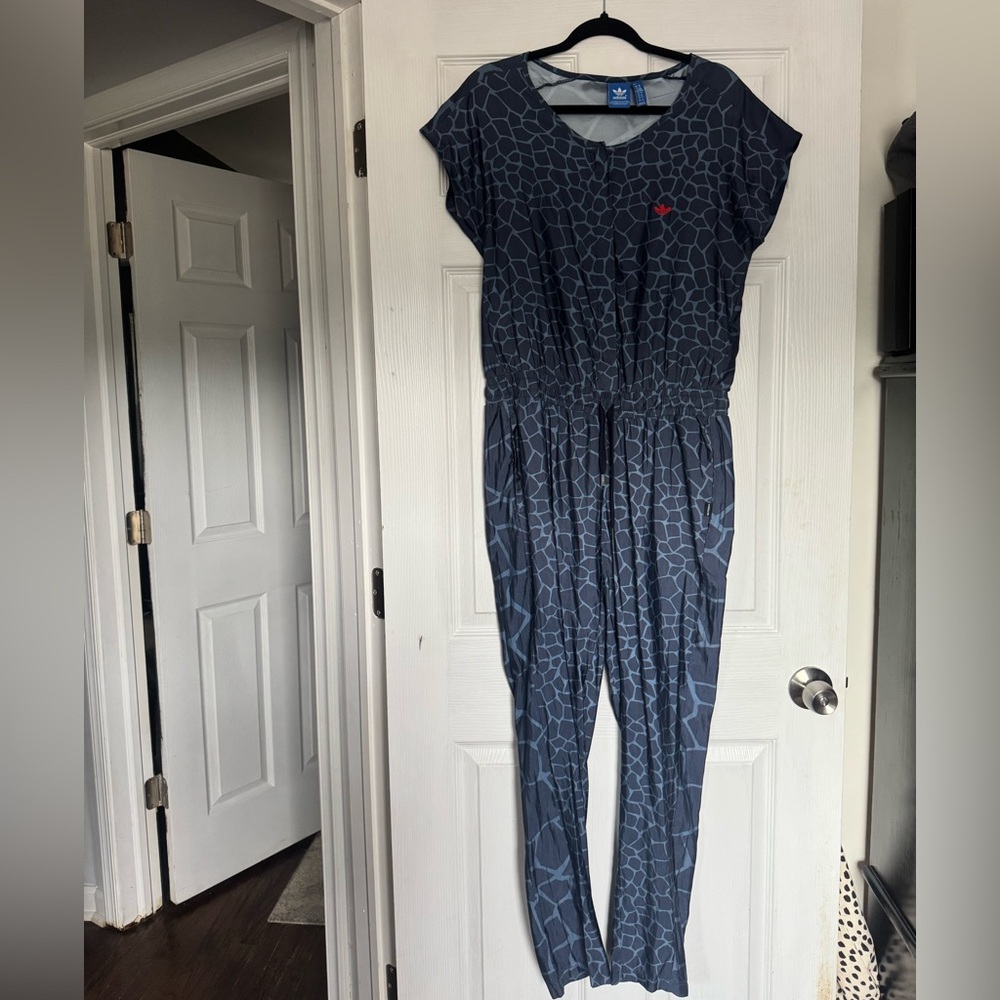 NWOT Adidas Navy Giraffe Print Jumpsuit